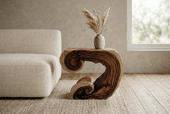 Heartwood Curl Monolith No. 120 styled in a modern living room