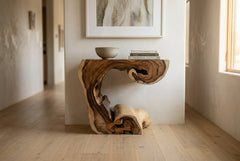 Cleft Edge Console styled in a modern hallway